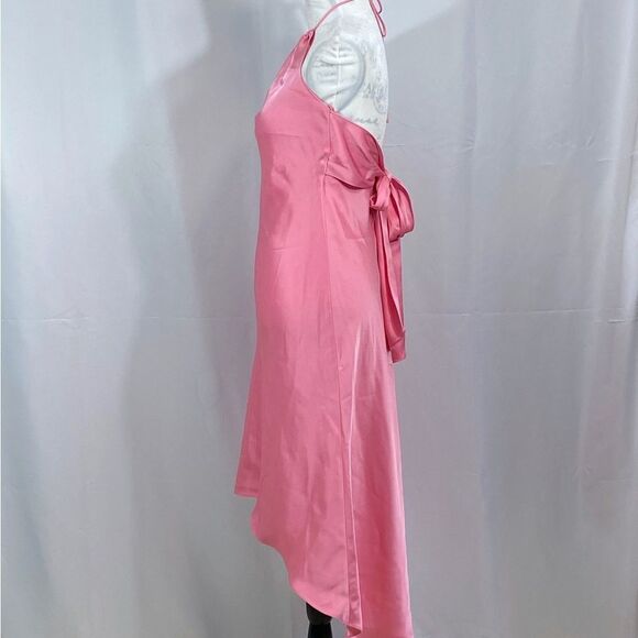 Alice + Olivia Rayni Satin Halterneck High Low Midi-Dress size 0 - Picture 5 of 11